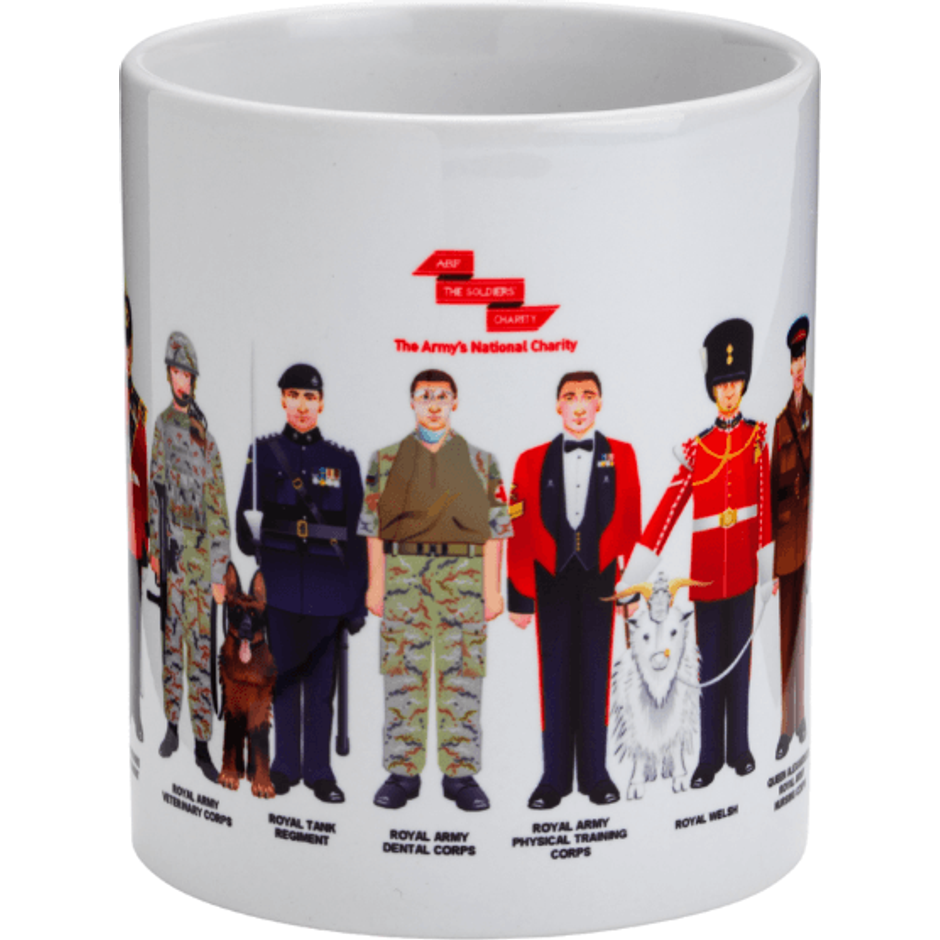 12 Soldiers mug including Queen's Royal Hussars - ABF The Soldiers' Charity Shop