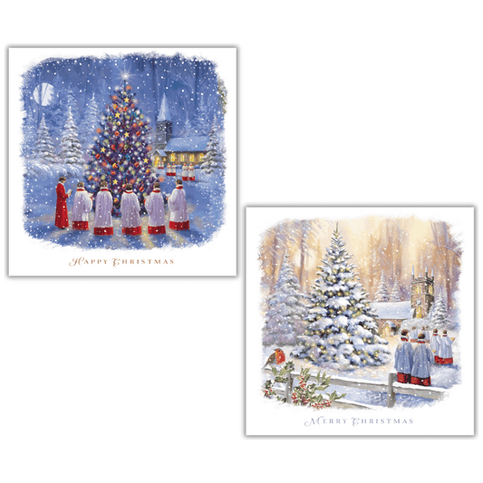 Carols by the tree - Twin pack of 10 Christmas Cards - ABF The Soldiers' Charity Shop