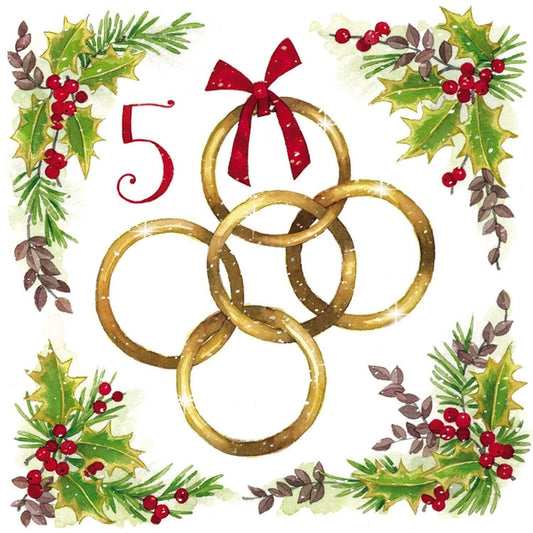 Five Gold Rings Christmas Card (Pack of 10) ABF The Soldiers' Charity Shop  (598168698914)