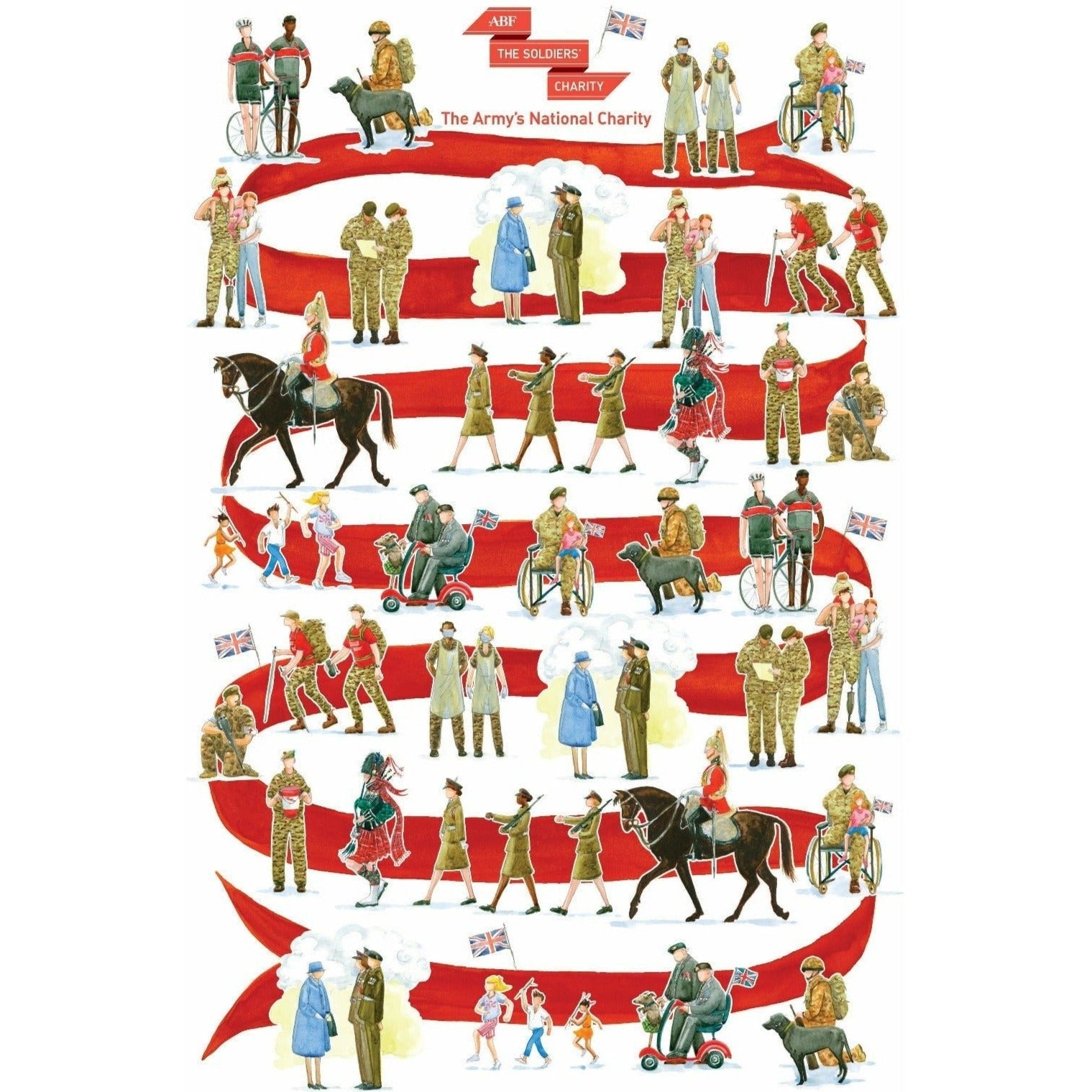 Platinum Jubilee Ribbon Tea Towel by Jane Abbott Home & Garden ABF The Soldiers' Charity Shop 